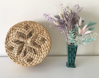 Set of 6 Retro Circular Placemats with Lidded Storage Basket