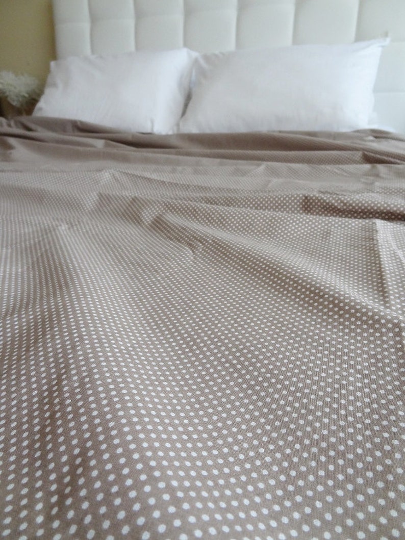 Twin Twin Xl Duvet Coverwhite Polka Dot On Brown Cotton Etsy