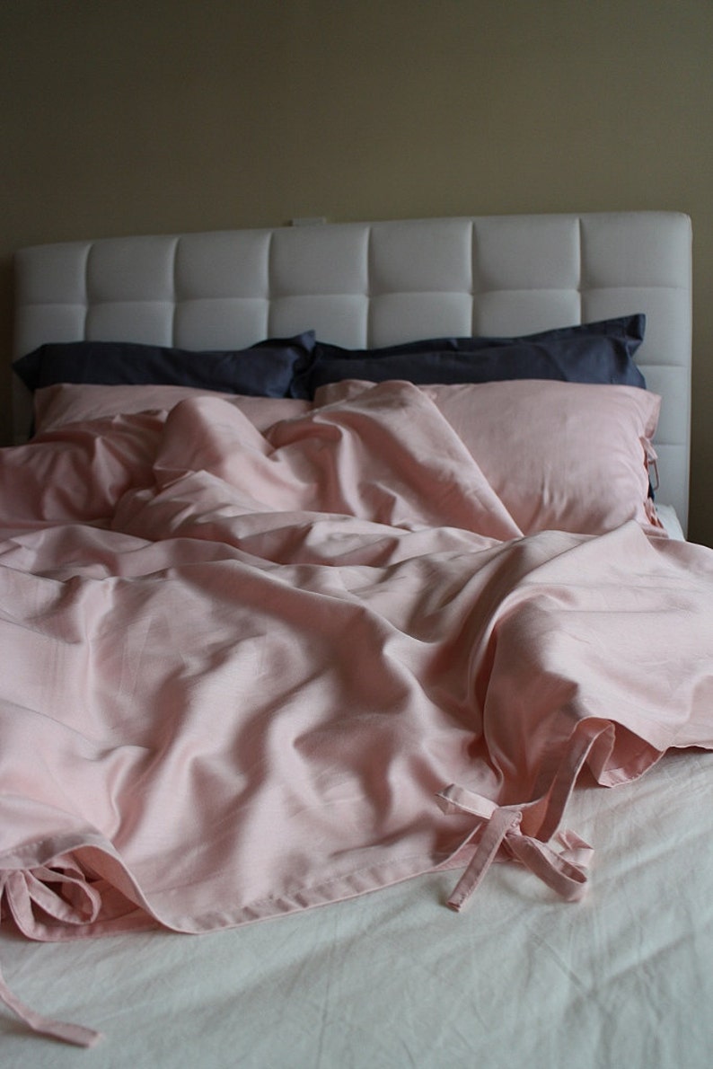 Twin Twin Xl Duvet Cover Set Blush Color Satin Cotton Quilt Etsy