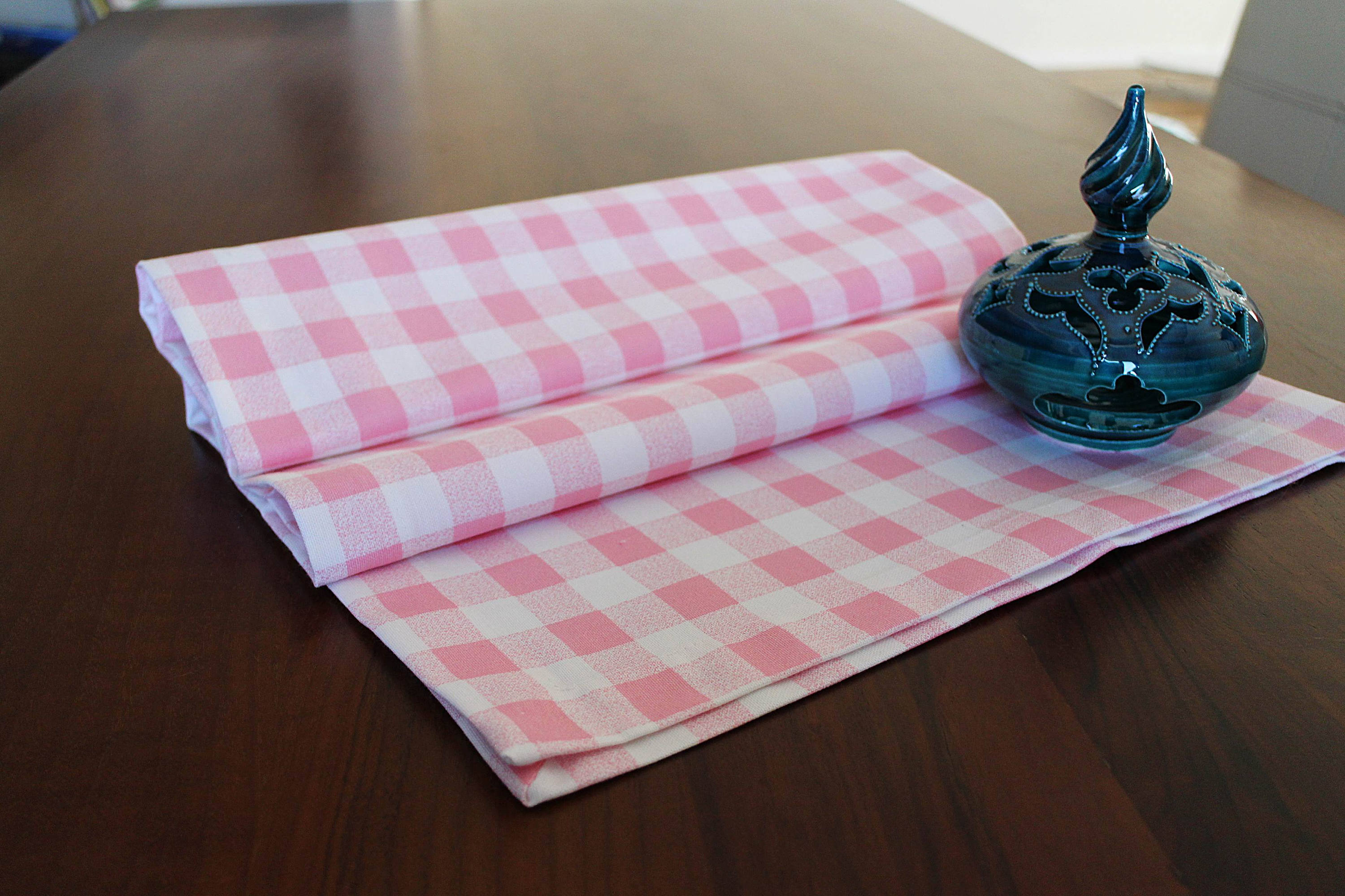 Duck Linen Table Runner Pink Gingham Tablecloth Housewares Etsy