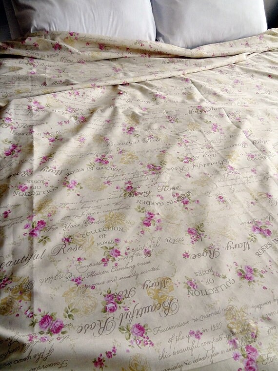 Full / Double / Queen Duvet Cover Roses and Writing Pattern / Etsy