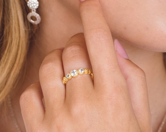Lakshmi Blue Topaz Ring: Gold Gemstone, November Birthstone