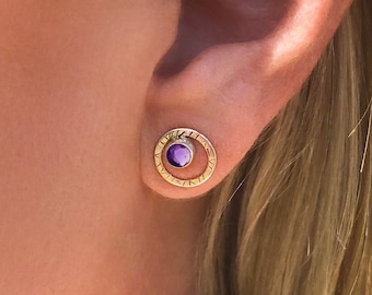 Runde Amethyst-Ohrstecker