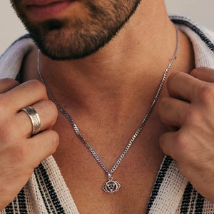 Third Eye Chakra Necklace, Third Eye Chakra, Men&#39;s Chakra Necklace, Men&#39;s Sapphire Necklace, Cuban Chain, Snake Chain