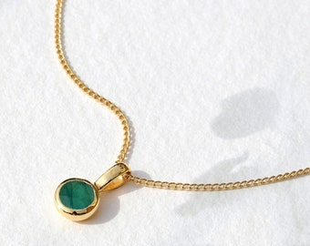 Emerald May Birthstone Pendant Necklace, Gold Birthstone Jewellery, May Birthstone Necklace, Emerald Pendant, Real Emerald Gemstone, Gold