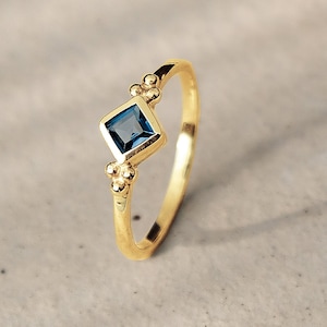Divinity Princess Ring, London Blue Topaz Ring, November Birthstone Ring,London Blue Topaz, Gold Ring, Stacking Rings, Fairtrade Jewellery