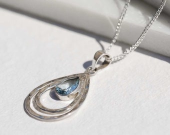 Infinity Necklace, Blue Topaz Necklace, Blue Topaz Pendant, Silver Necklace, Chain Necklace, Blue Topaz Jewellery, November Birthstone