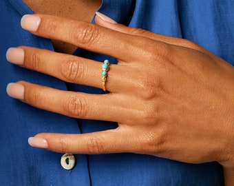 Lakshmi Turquoise Ring: Gold Gemstone, December Birthstone
