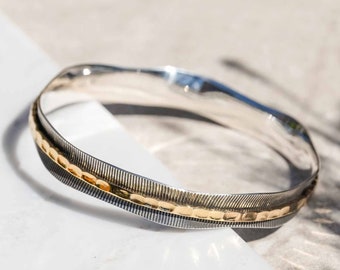 Spinning Bangle, Silver Bangle, Mixed Metal Bangle, Spinning Jewellery, Silver Bracelet, Stacking Bracelet