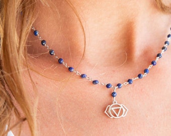 Third Eye Chakra,Chakra Necklace,Gemstone Chakra,Yoga jewellery,Spiritual jewellery,Chakra Charm Necklace,Ajna Chakra, Lapis JP157