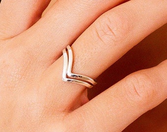 Silver Ring, Stacking Ring, Chevron Ring, Handmade Silver Ring