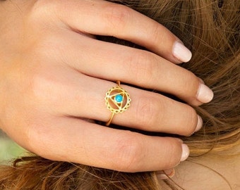 Arizona Turquoise Throat Chakra Ring: Sterling Silver, December Birthstone