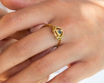 Sapphire Third Eye Chakra Ring: Sterling Silver September Birthstone