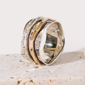 Sterling Silver,Spinning Rings,Meditation Rings,Spin Rings,Fidget Rings,Worry Rings,Anxiety Rings,Spinner Rings,Mixed Metal Ring