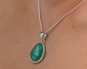 Aventurine Strength Sterling Silver Necklace