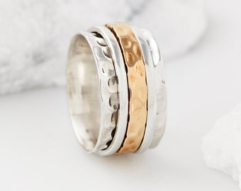 Spinner Rings, Worry Rings, Spinning Rings, Fidget Rings, Meditation Rings,Spin Rings, Silver Rings, Mixed Metal Ring