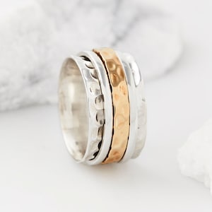 Spinner Rings, Worry Rings, Spinning Rings, Fidget Rings, Meditation Rings,Spin Rings, Silver Rings, Mixed Metal Ring