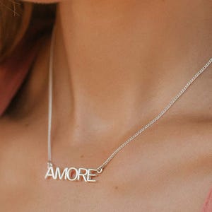 Love Necklace, Amore Necklace, Silver Amore Necklace, Silver Love Necklace, Amore Pendant, Handmade Necklace, Sterling Silver Necklace