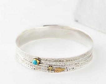 Sterling Silver Turquoise Bangle, Gemstone Bracelet, Cuff Bracelet, Jewelry Sets, December Birthstone Bracelet, Turquoise Ring, Handmade