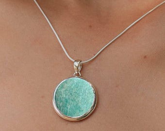 Amazonite Balance Sterling Silver Necklace