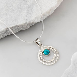 Infinity Necklace, Turquoise Necklace, Silver Necklace, Snake Chain Necklace, Turquoise Infinity Pendant image 5