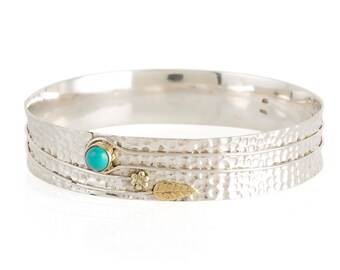 Bracciale rigido floreale in argento sterling 925 cavo fatto a
