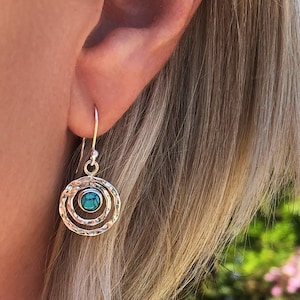 Turquoise Earrings,Dangle Earrings,Drop Earrings,Boho Earrings,Dangly Earrings,Bridesmaid Earrings,Silver Earrings,Pearl Earrings JE204 image 1