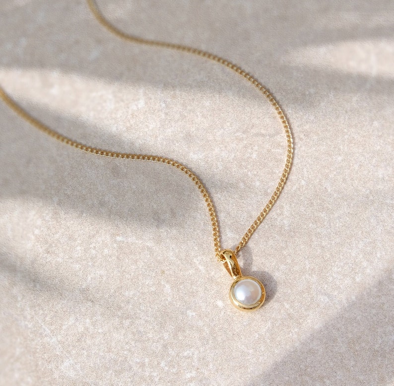 Pearl June Birthstone Pendant Necklace, June Birthday, Pearl Birthstone, Personalised Pendant, Birthday Jewellery, Pearl Gold Necklace image 4