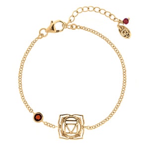 Bracelet chakra racine, bracelet chakra grenat, chakra de pierres précieuses, bijoux de yoga, bijoux spirituels, pierre de naissance de janvier, chakra de Vishudda, Gold Vermeil