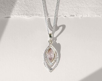 Sterling Silver Infinity Necklace: Rose Quartz Gemstone