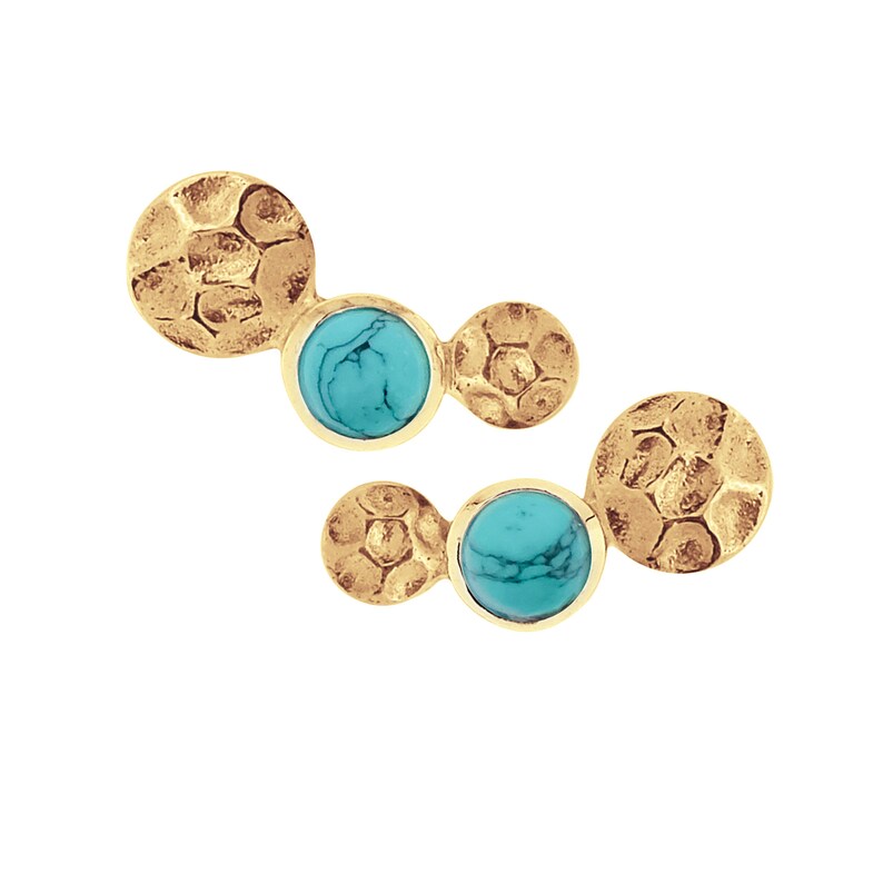 Lakshmi Studs, Turquoise Earrings, December Birthstone Earrings,Hammered Studs, Turquoise Stud Earrings, Studs, Silver Studs, Gold Studs image 5