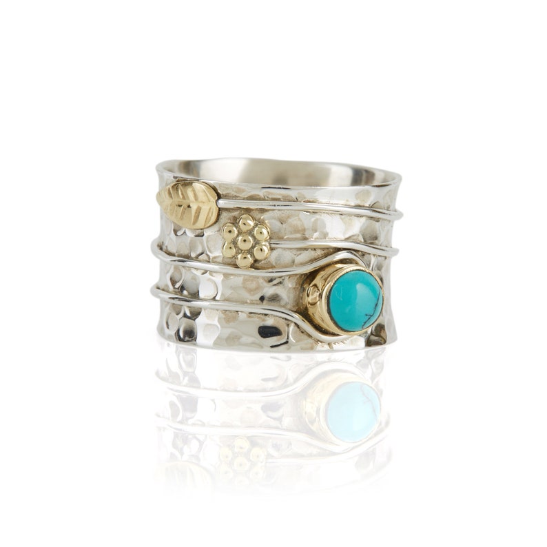 Sterling Silver Turquoise Bangle, Gemstone Bracelet, Cuff Bracelet, Jewelry Sets, December Birthstone Bracelet, Turquoise Ring, Handmade image 6