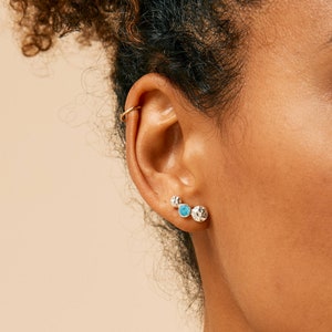 Lakshmi Studs, Turquoise Earrings, December Birthstone Earrings,Hammered Studs, Turquoise Stud Earrings, Studs, Silver Studs, Gold Studs image 3
