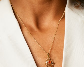 Carnelian Sacral Chakra Necklace: Gold Spiritual Pendant