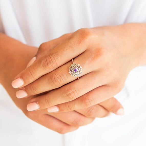 Bague chakra couronne chakra bague chakra bijoux chakra bague pierres precieuses bague amethyste bague en argent bijoux chakra couronne Etsy France