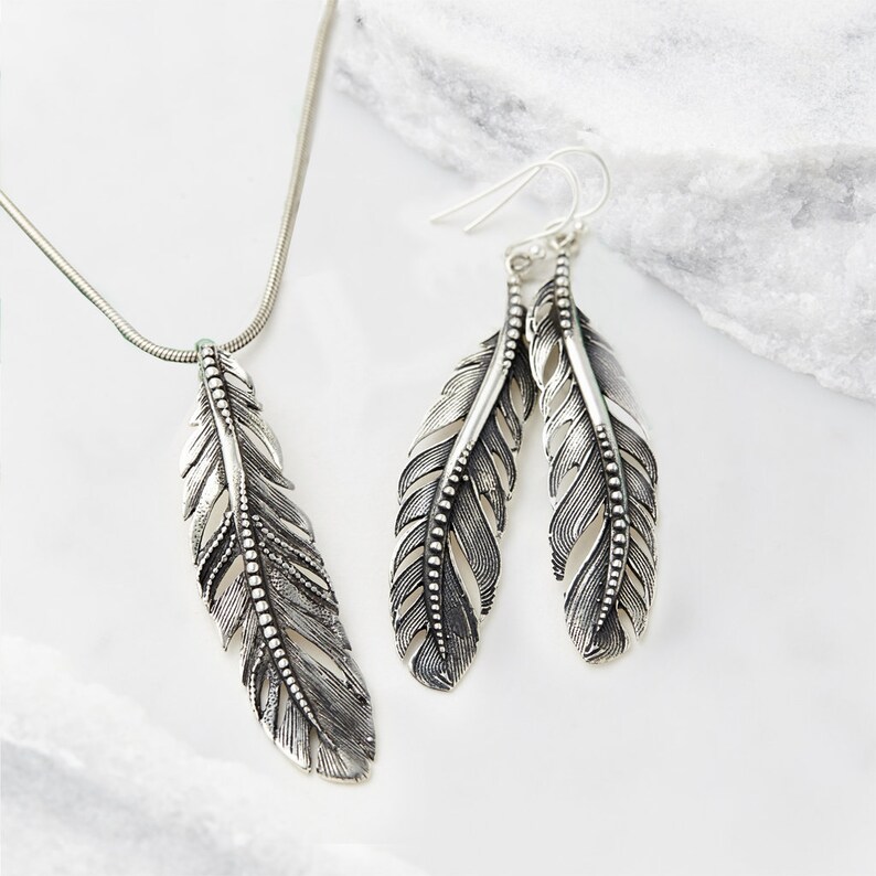 Sterling Silver Feather Earrings, Dangle Earrings, Statement Earrings, Drop Earrings, Boho Earrings image 6