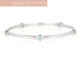 Personalised Birthstone Stacking Bangle: Sterling Silver