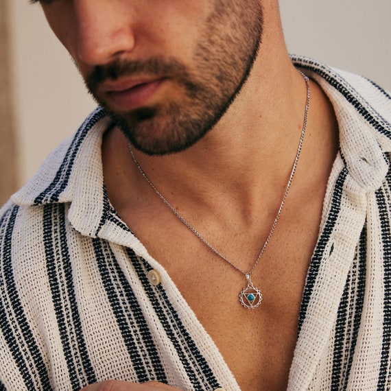 Throat Chakra Necklace Men s Chakra Necklace Turquoise Necklace