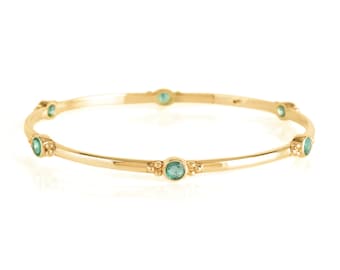 Handmade Emerald Stacking Bangle: Gold plated