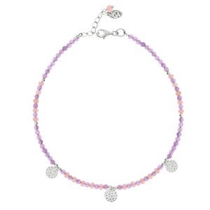 Amethyst Anklet, beaded anklet, summer jewellery, beach jewellery, quartz anklet, ankle bracelet, Amethyst and Pink Quartz JB099 image 5