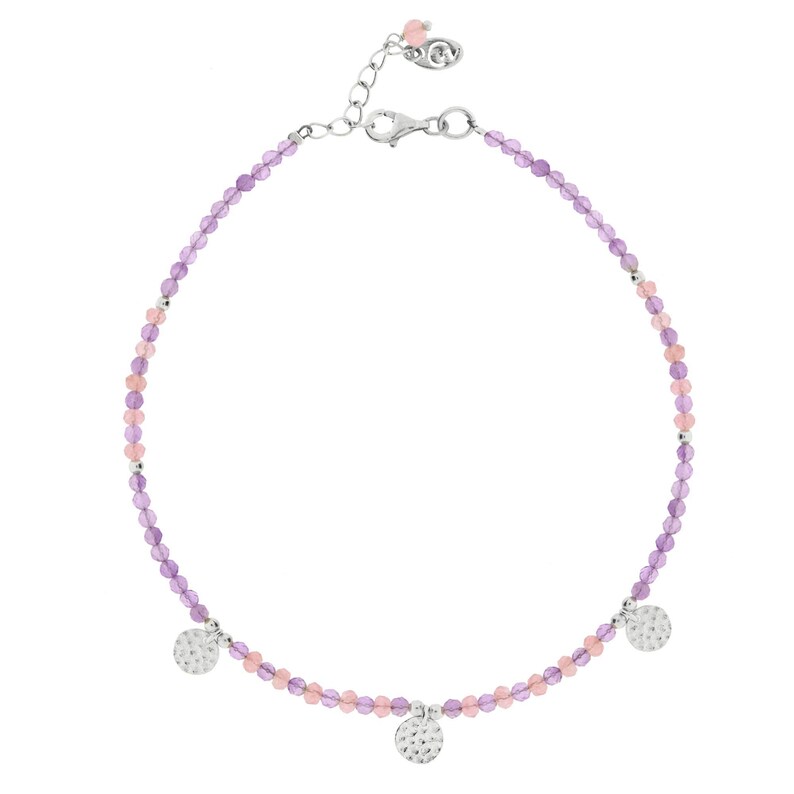 Amethyst Anklet, beaded anklet, summer jewellery, beach jewellery, quartz anklet, ankle bracelet, Amethyst and Pink Quartz JB099 image 5