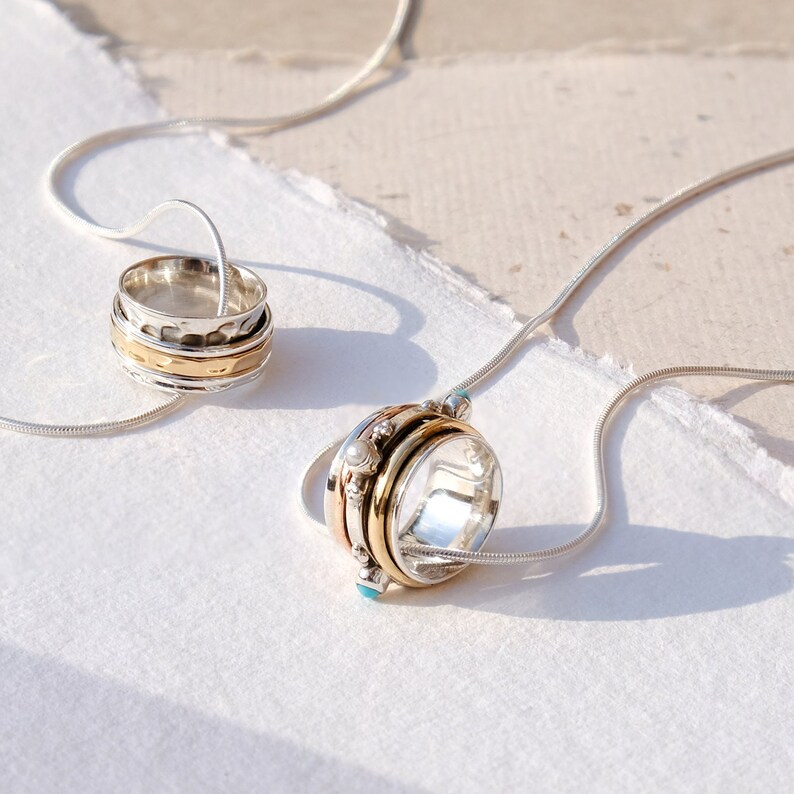 Turquoise Spinning Ring Necklace Spinner Necklace Mixed Etsy UK