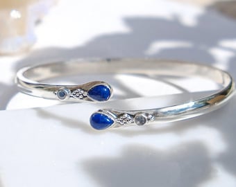 Gemstone Bangle,Stacking Bangles,Lapis Lazuli Bangle, Cuff Bracelet,Ethnic Bracelets,Moonstone Bracelet,Birthstone Bracelet JB106