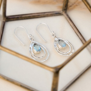 Blue Topaz Earrings, Infinity Earrings, Silver Earrings, Infinity Blue Topaz, Drop Earrings, Blue Topaz Jewellery