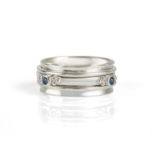 Sapphire Spinner Ring, Sapphier Ring, Spinning Ring, Anxiety Ring, Blue Spinner ring, Fidget Rings, Meditation Rings
