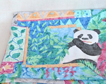 Tropical animal vintage fabric 2.34 yards cotton fabric jungle print panda rhino elephant turtles and other animals