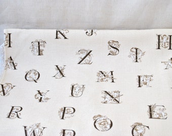 Jacquard alphabet cotton fabric Bodoni antique font print Spaine vintage fabric