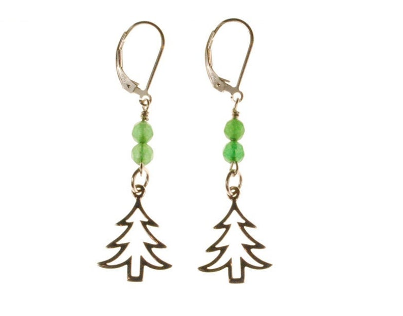 Christmas Tree Drop Earrings Sterling Silver Holiday Winter Etsy