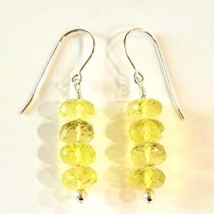 Lemon Quartz Sterling Silver Earrings: Faceted Yellow Crystal Gemstone