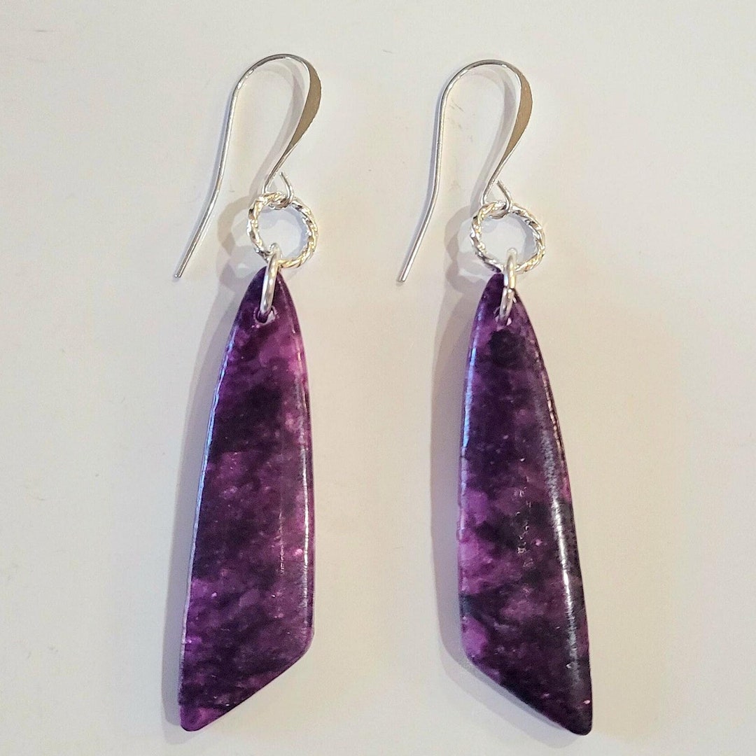 Boucles D'Oreilles Perles Pendantes Violettes - Bijoux Fantaisie Légers Pour Soirée - 8